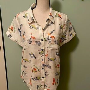 Christopher & Banks NWT Short Sleeve Button Down Top sz MP